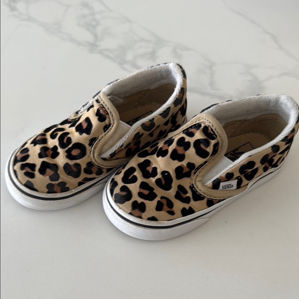 Vans Leopard Print Kids Slip-On Shoes